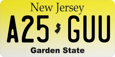 NJ license plate A25GUU