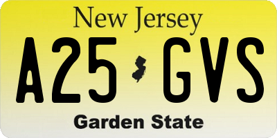 NJ license plate A25GVS