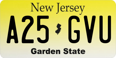 NJ license plate A25GVU