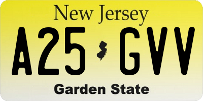 NJ license plate A25GVV
