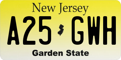 NJ license plate A25GWH