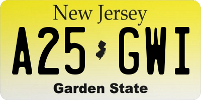 NJ license plate A25GWI