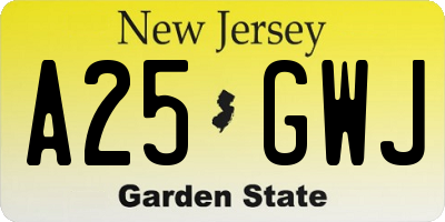 NJ license plate A25GWJ