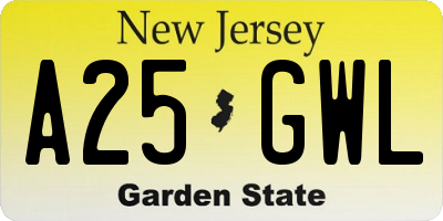 NJ license plate A25GWL