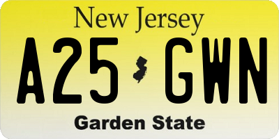 NJ license plate A25GWN
