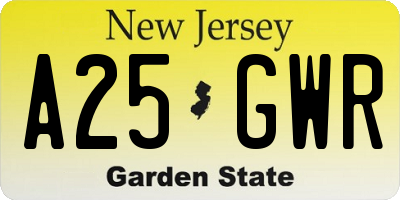 NJ license plate A25GWR