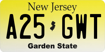 NJ license plate A25GWT