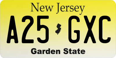 NJ license plate A25GXC