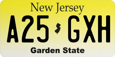 NJ license plate A25GXH