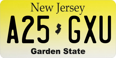 NJ license plate A25GXU
