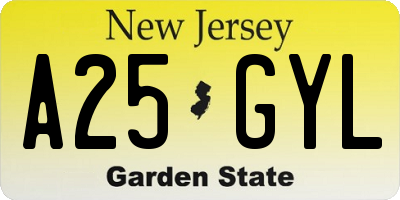 NJ license plate A25GYL