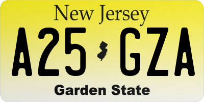 NJ license plate A25GZA