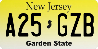 NJ license plate A25GZB