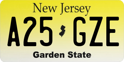 NJ license plate A25GZE