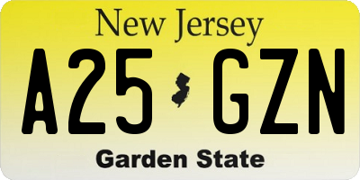 NJ license plate A25GZN