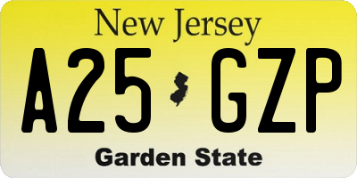 NJ license plate A25GZP