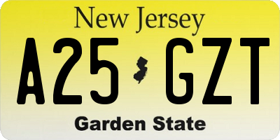 NJ license plate A25GZT