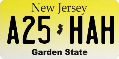 NJ license plate A25HAH