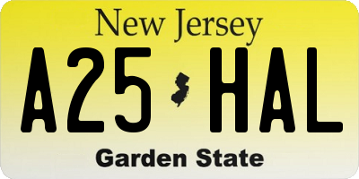 NJ license plate A25HAL