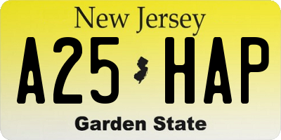 NJ license plate A25HAP
