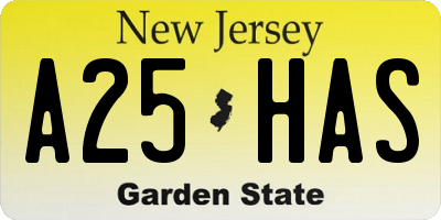 NJ license plate A25HAS