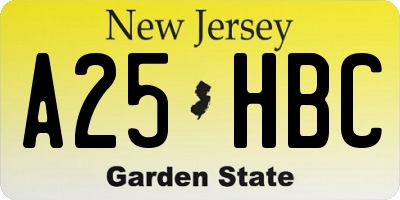 NJ license plate A25HBC