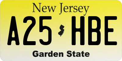 NJ license plate A25HBE