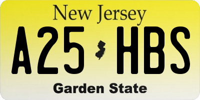 NJ license plate A25HBS
