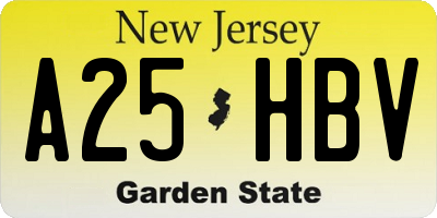 NJ license plate A25HBV