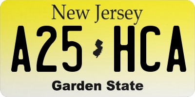 NJ license plate A25HCA
