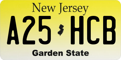 NJ license plate A25HCB