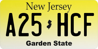 NJ license plate A25HCF