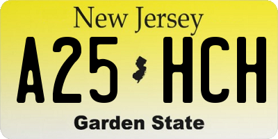 NJ license plate A25HCH
