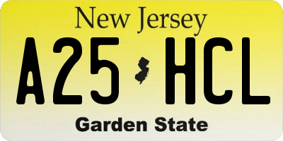 NJ license plate A25HCL