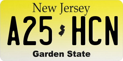 NJ license plate A25HCN