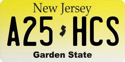 NJ license plate A25HCS