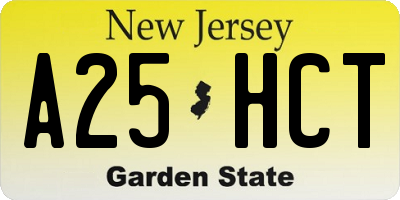 NJ license plate A25HCT