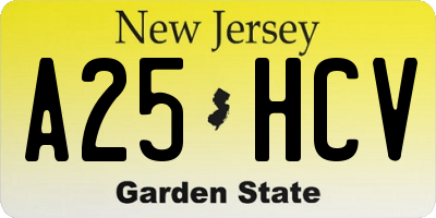 NJ license plate A25HCV