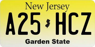 NJ license plate A25HCZ