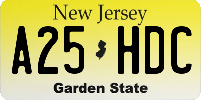 NJ license plate A25HDC