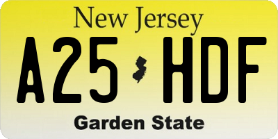 NJ license plate A25HDF
