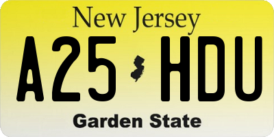 NJ license plate A25HDU