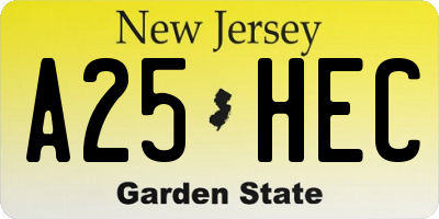NJ license plate A25HEC
