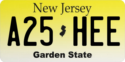 NJ license plate A25HEE