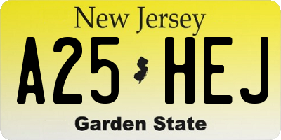 NJ license plate A25HEJ