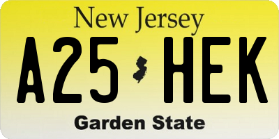 NJ license plate A25HEK