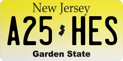 NJ license plate A25HES