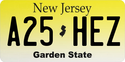 NJ license plate A25HEZ