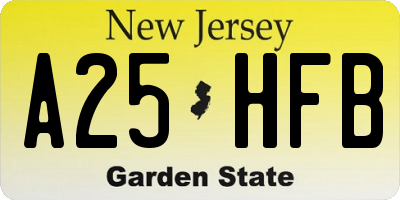 NJ license plate A25HFB