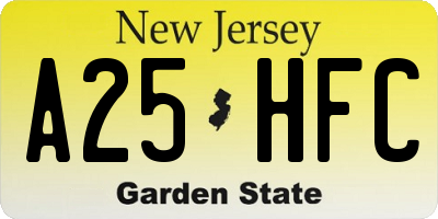 NJ license plate A25HFC